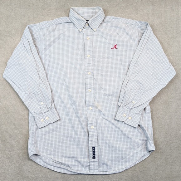Crable Vintage Alabama Crimson Tide Shirt Medium Grey Cotton Grid Button Down — photo 2